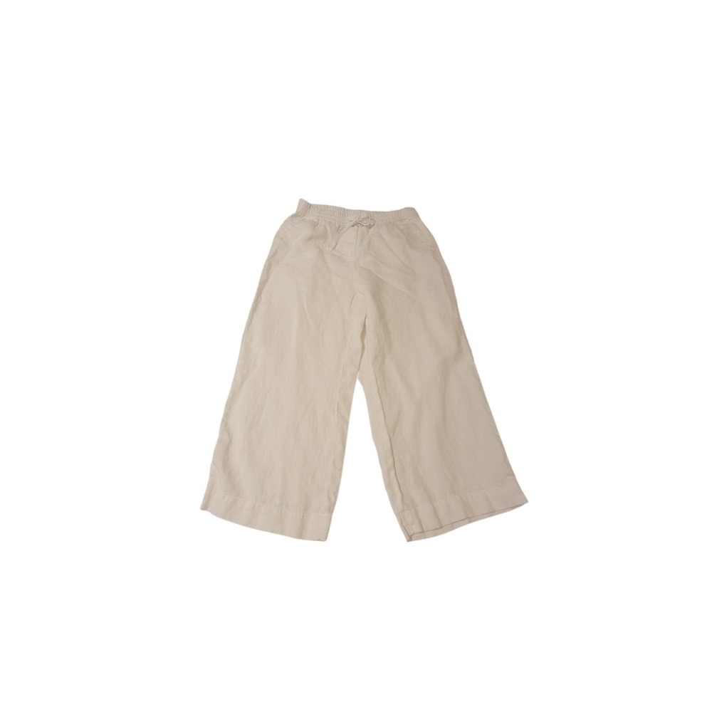 Talbots Womens White 100% Linen Drawstring Elastic Waist Pants Size S